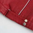 Women's Faux Leather Moto Jacket – Retro Zip-Up Biker Jacket