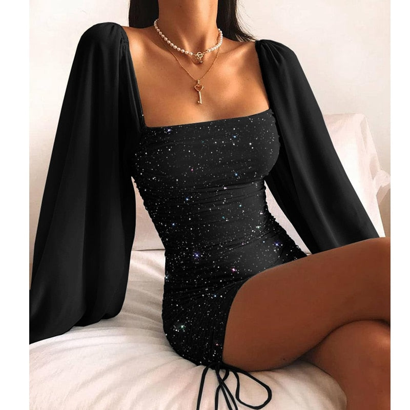 Women's Cocktail Batwing Sleeve Dress – Flowy Evening Party Dress