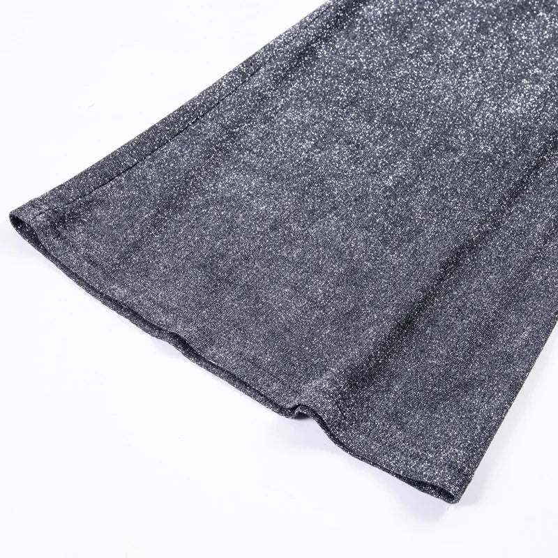Women's Sparkly High Waist Wide Leg Pants – Glitter Evening Party Trousers