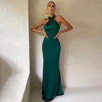Women's Halter Neck Gala Dress – Draped Formal Evening Dress