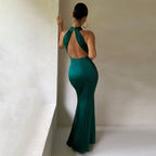 Women's Halter Neck Gala Dress – Draped Formal Evening Dress
