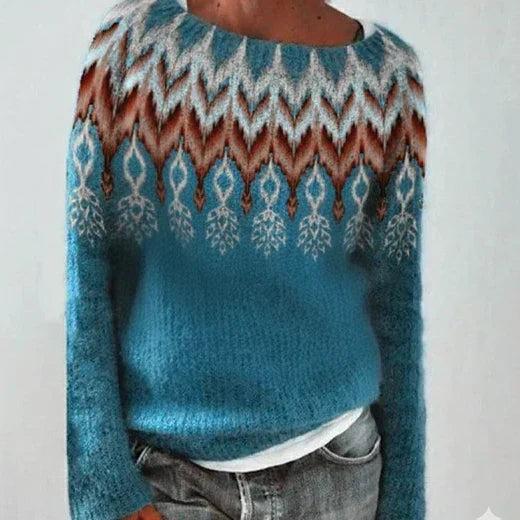 Women's Nordic Pattern Christmas Sweater – Festive Winter Holiday Sweater