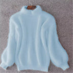 Women's Black High Neck Sweater – Chunky Winter Turtleneck Pullover