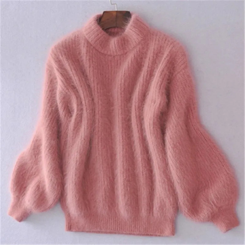Women's Black High Neck Sweater – Chunky Winter Turtleneck Pullover