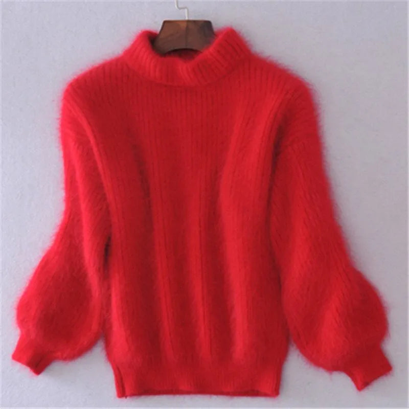 Women's Black High Neck Sweater – Chunky Winter Turtleneck Pullover