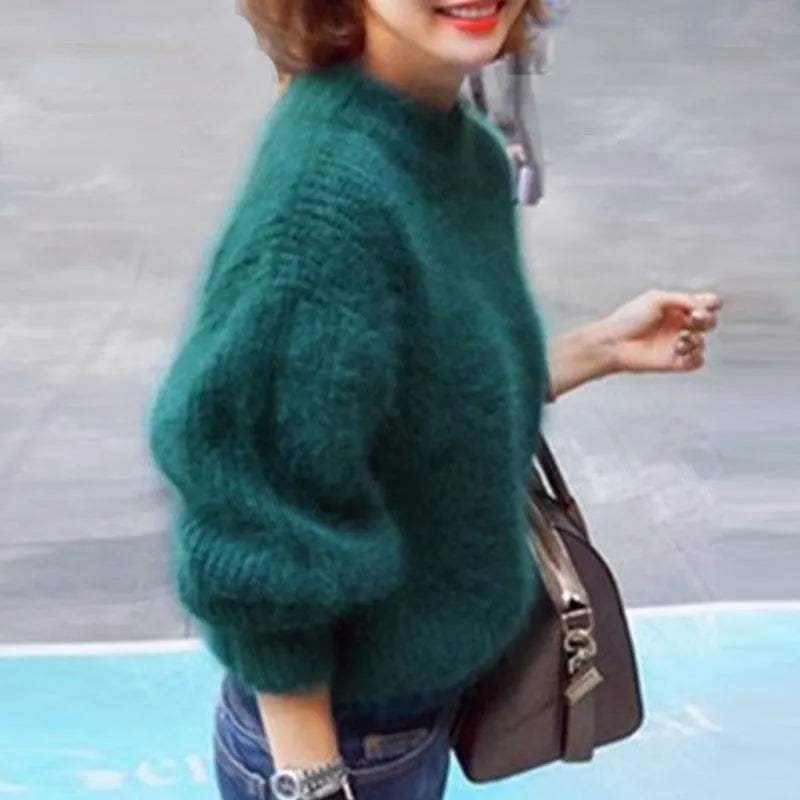 Women's Black High Neck Sweater – Chunky Winter Turtleneck Pullover