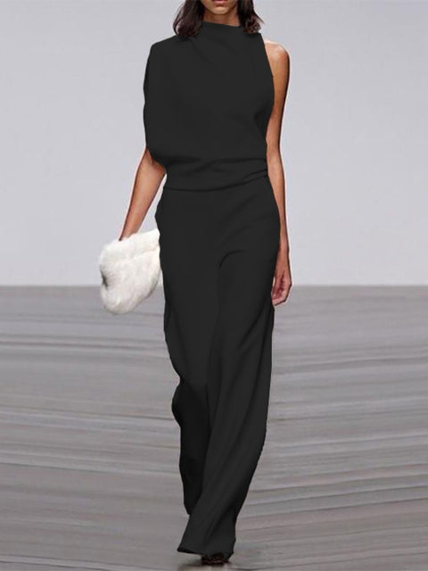Alanah | Round Neck Wide Leg Jumpsuit with sleeveless
