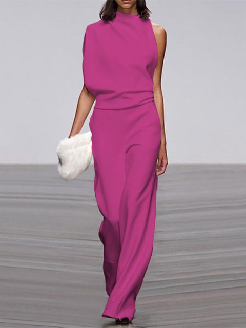 Alanah | Round Neck Wide Leg Jumpsuit with sleeveless