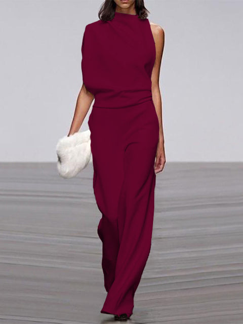 Alanah | Round Neck Wide Leg Jumpsuit with sleeveless