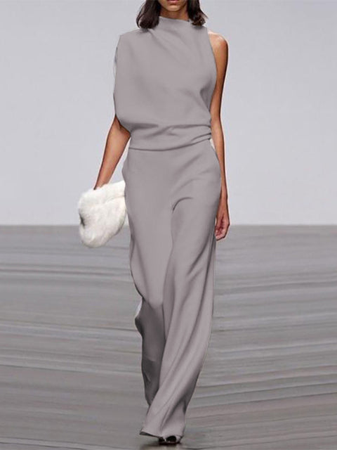 Alanah | Round Neck Wide Leg Jumpsuit with sleeveless