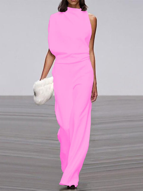 Alanah | Round Neck Wide Leg Jumpsuit with sleeveless