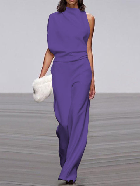 Alanah | Round Neck Wide Leg Jumpsuit with sleeveless
