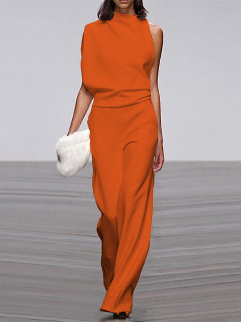 Alanah | Round Neck Wide Leg Jumpsuit with sleeveless