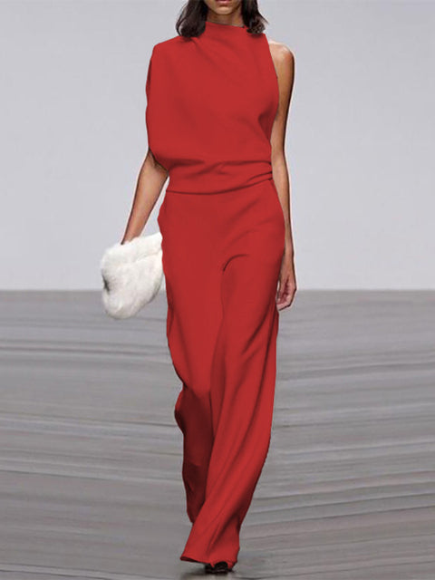Alanah | Round Neck Wide Leg Jumpsuit with sleeveless