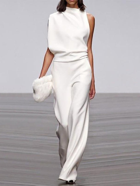 Alanah | Round Neck Wide Leg Jumpsuit with sleeveless