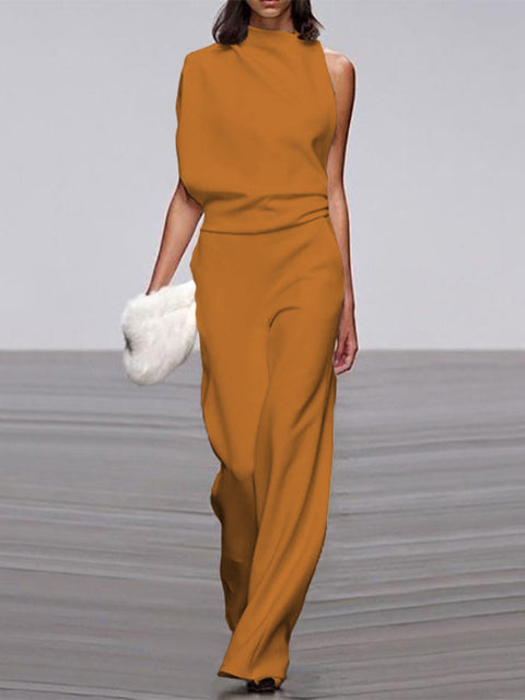 Alanah | Round Neck Wide Leg Jumpsuit with sleeveless