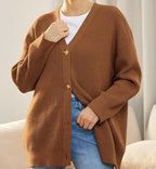 Women's Oversized Button Cardigan – Relaxed Long Sleeve Cardigan