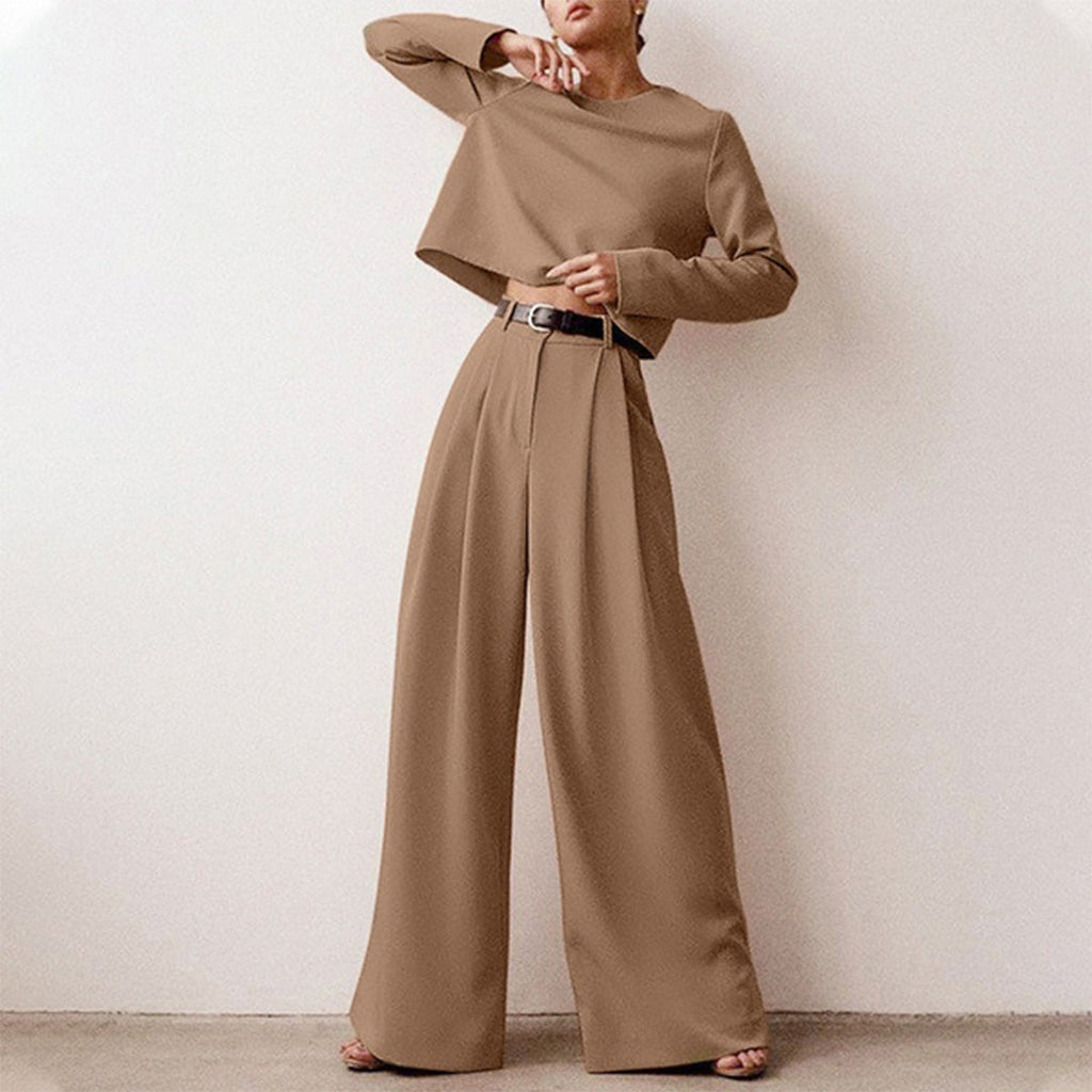 Women's Relaxed Palazzo Set – Matching Top & Wide Leg Occasion Pants Set