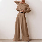 Women's Relaxed Palazzo Set – Matching Top & Wide Leg Occasion Pants Set