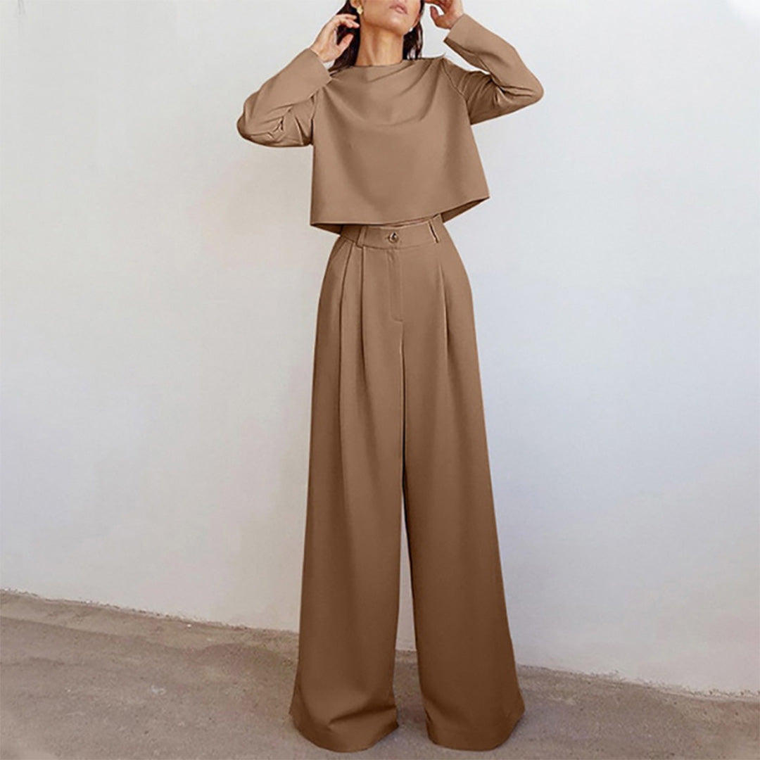 Women's Relaxed Palazzo Set – Matching Top & Wide Leg Occasion Pants Set
