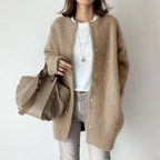 Women's Mid-Length Cardigan – Relaxed Cotton Blend Cardigan