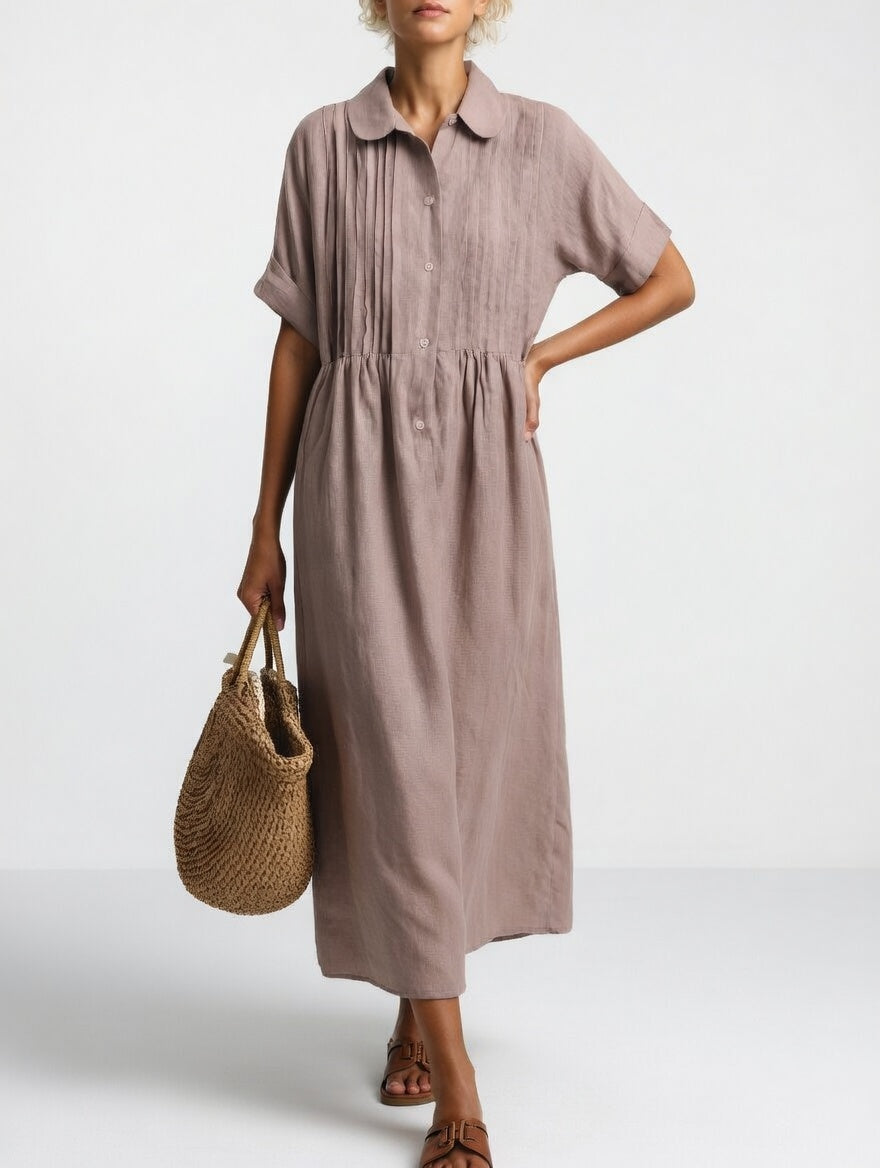 Women's Relaxed Shirt Dress – Button Front Flowy Day Dress