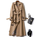 Women's Belted Trench Coat – Double-Breasted Long Coat