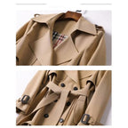 Women's Belted Trench Coat – Double-Breasted Long Coat