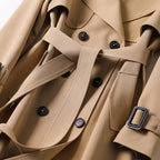 Women's Belted Trench Coat – Double-Breasted Long Coat