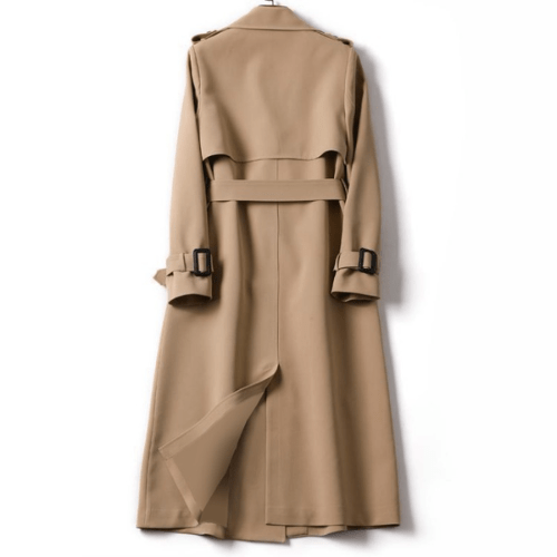Women's Belted Trench Coat – Double-Breasted Long Coat