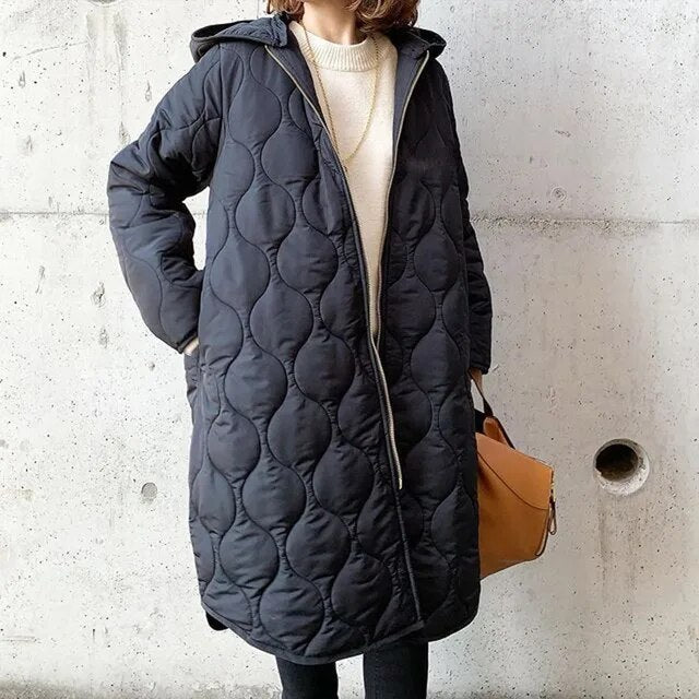 Women's Long Puffer Coat – Hooded Winter Jacket