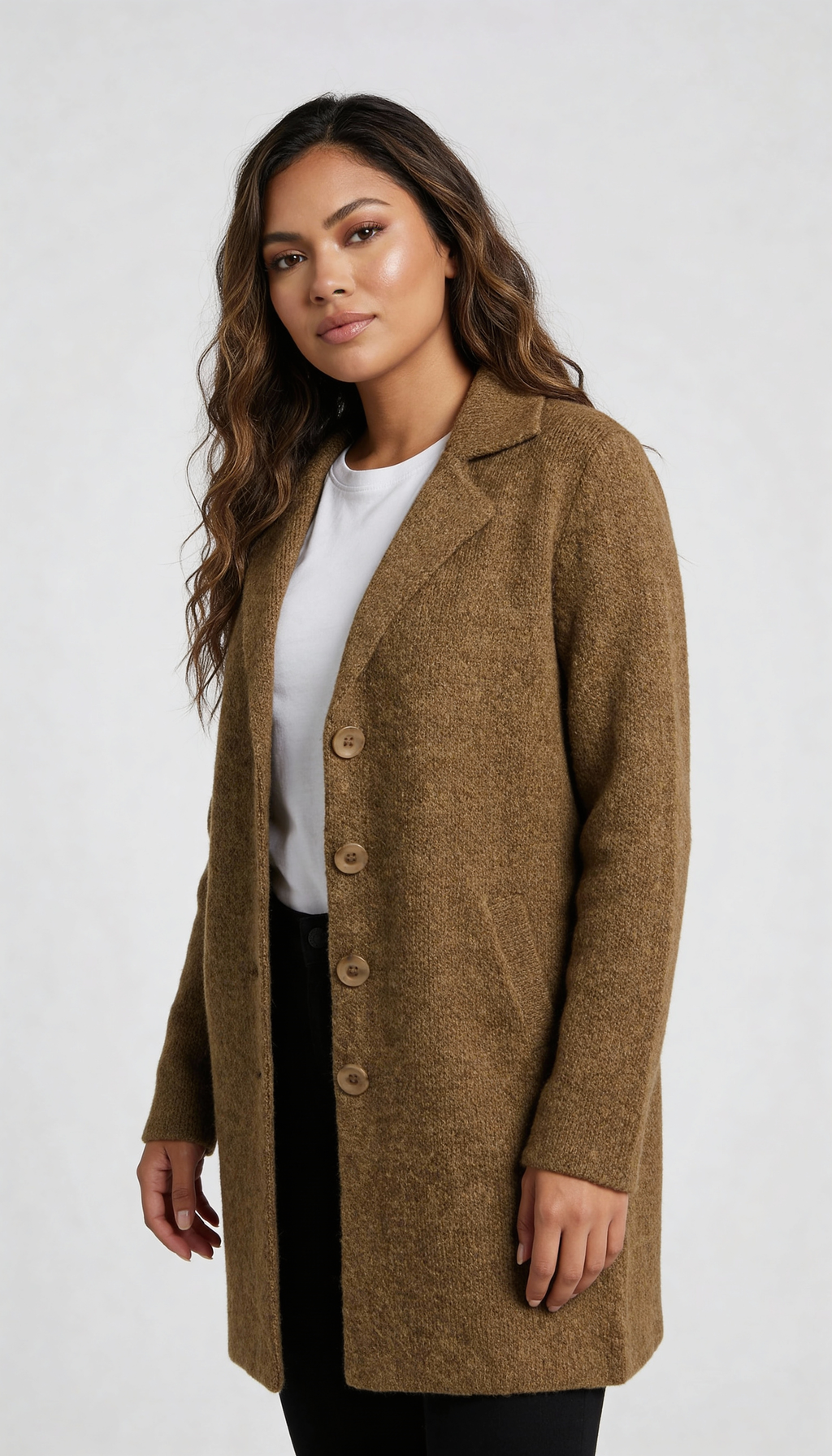 Women's Longline Car Coat – Lapel Button Coat