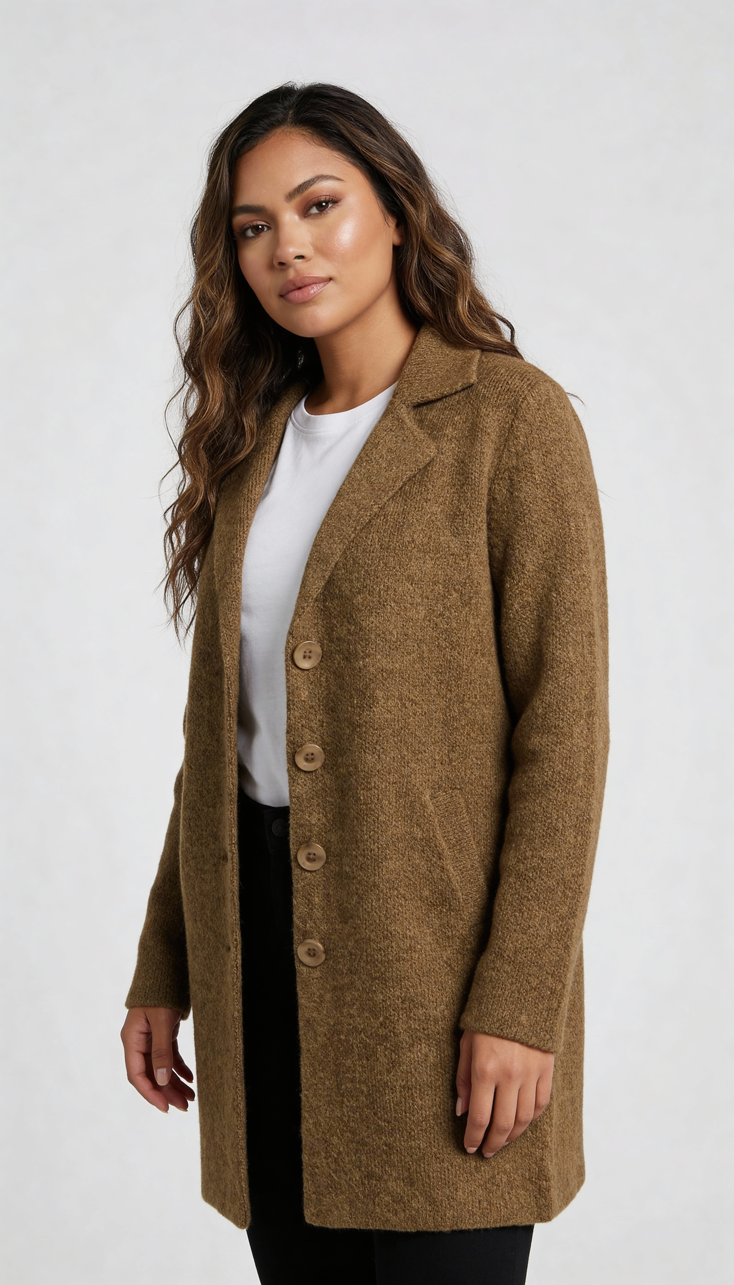Women's Longline Car Coat – Lapel Button Coat