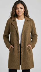 Women's Longline Car Coat – Lapel Button Coat