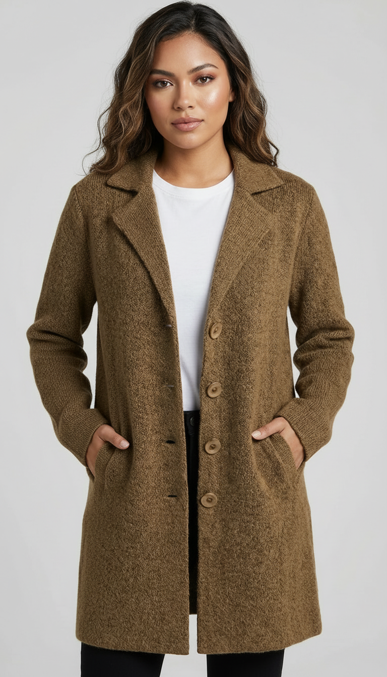 Women's Longline Car Coat – Lapel Button Coat