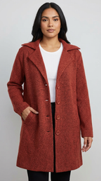 Women's Longline Car Coat – Lapel Button Coat