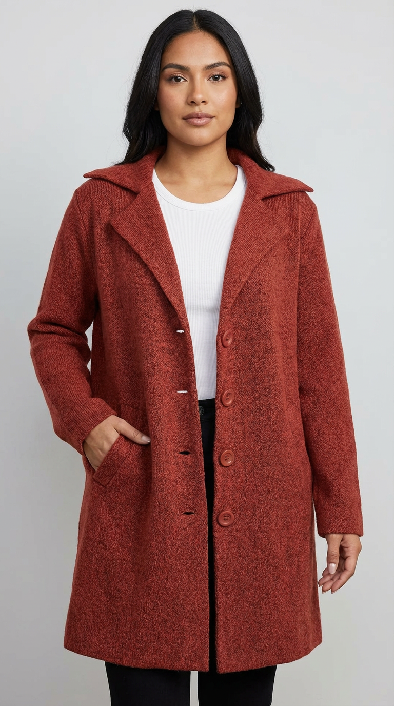 Women's Longline Car Coat – Lapel Button Coat