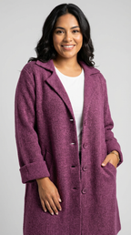 Women's Longline Car Coat – Lapel Button Coat