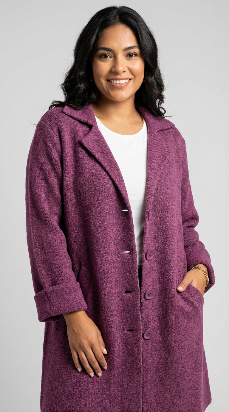 Women's Longline Car Coat – Lapel Button Coat