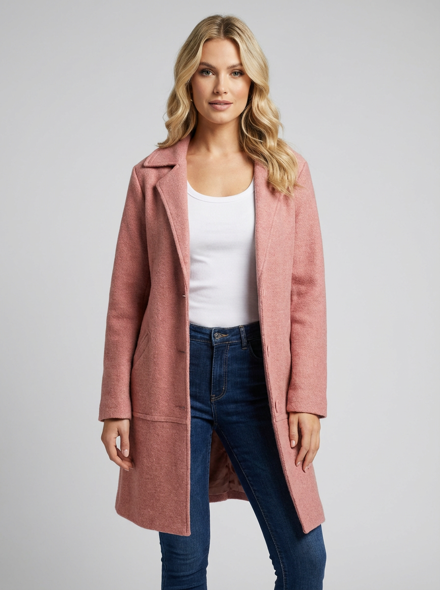 Women's Longline Car Coat – Lapel Button Coat