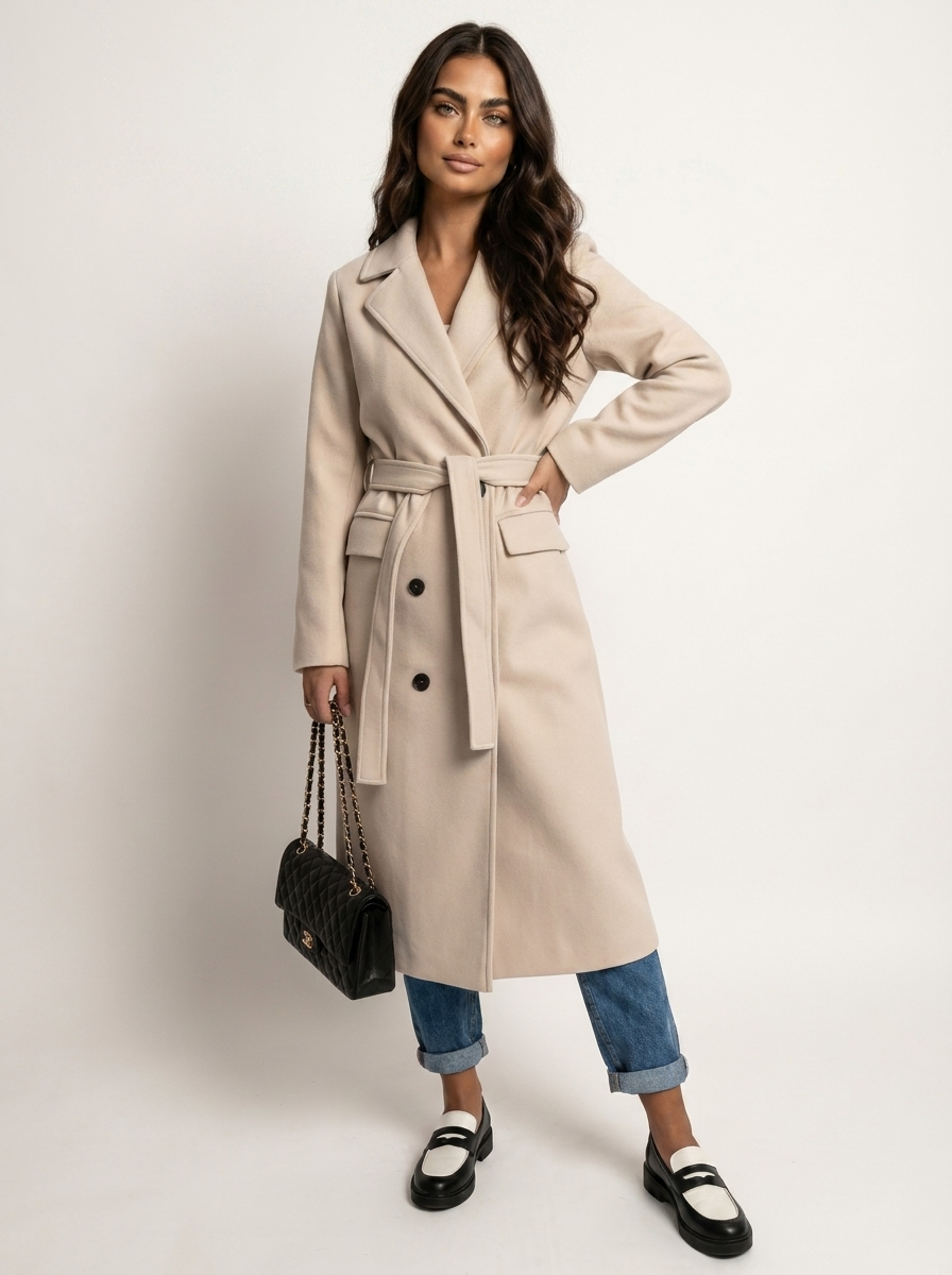 Women's Double-Breasted Overcoat – Long Wool Coat