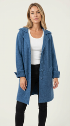 Women's Longline Car Coat – Lapel Button Coat