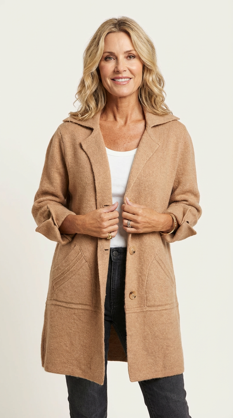 Women's Longline Car Coat – Lapel Button Coat