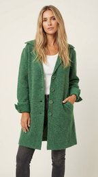 Women's Longline Car Coat – Lapel Button Coat