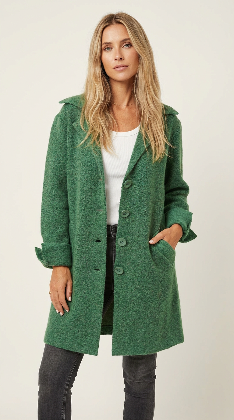 Women's Longline Car Coat – Lapel Button Coat
