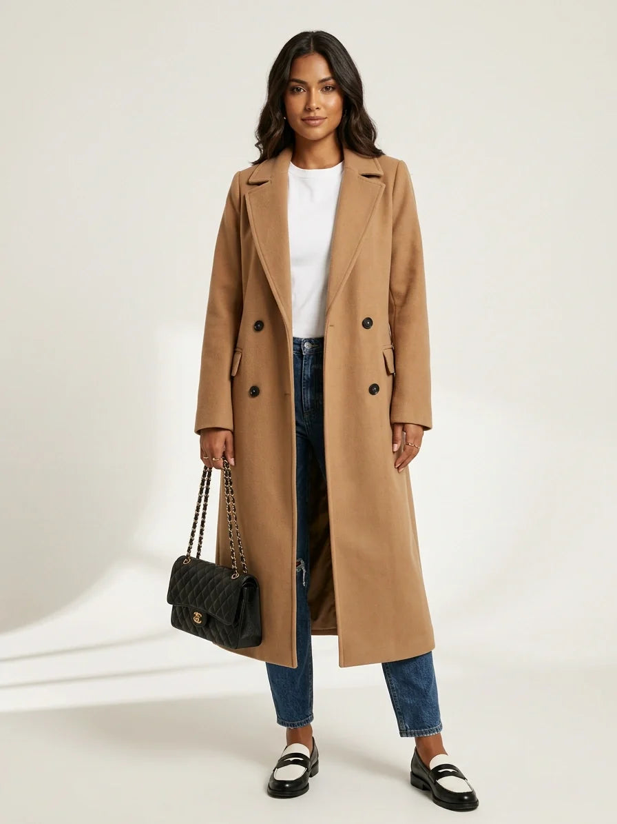 Women's Double-Breasted Overcoat – Long Wool Coat