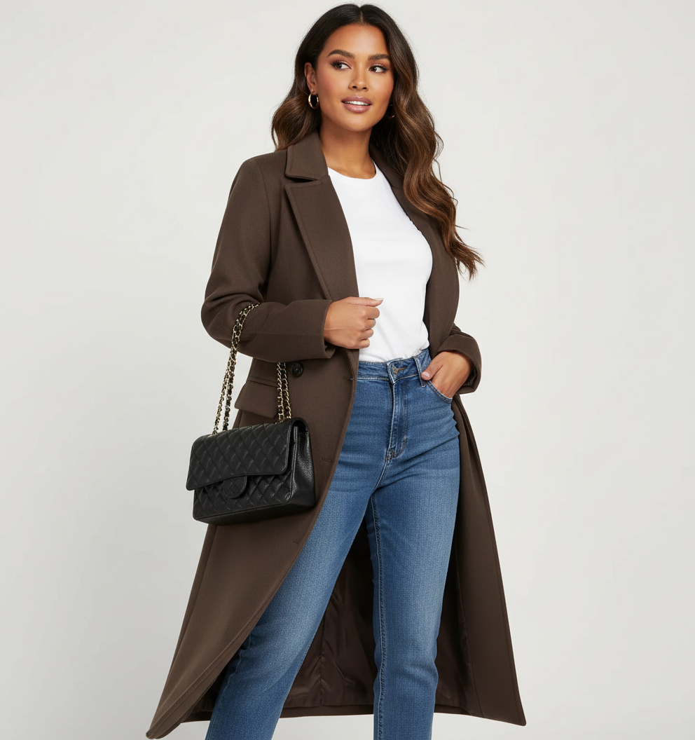 Women's Double-Breasted Overcoat – Long Wool Coat