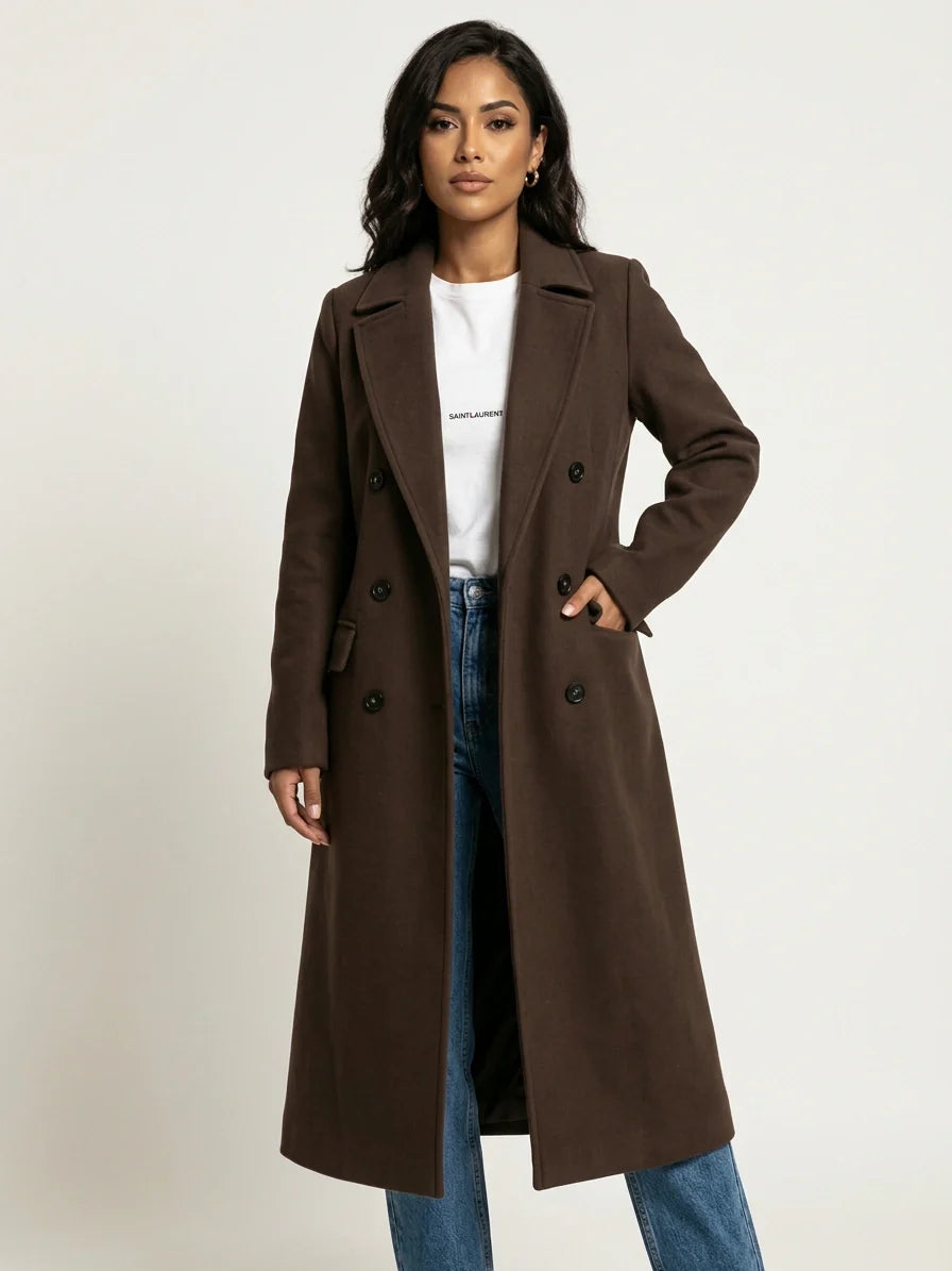 Women's Double-Breasted Overcoat – Long Wool Coat