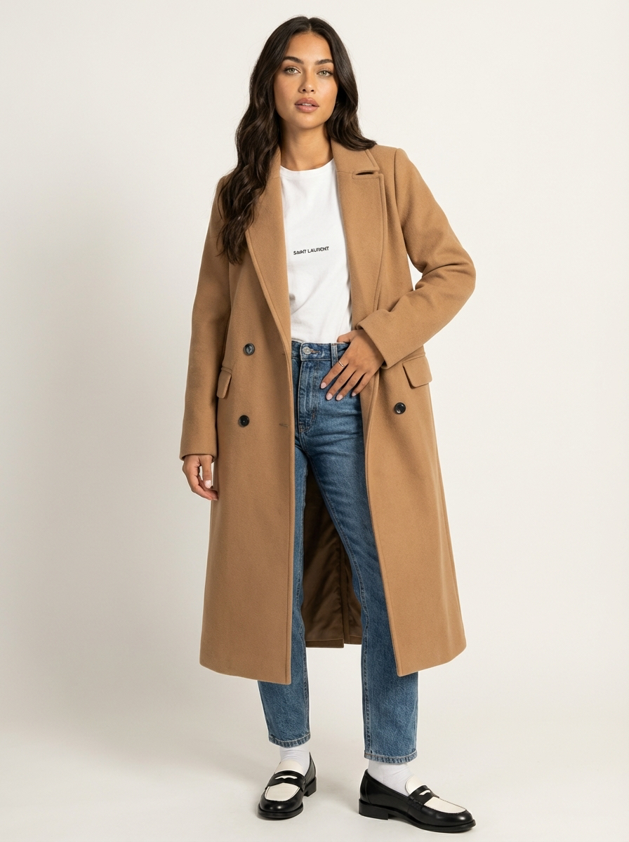 Women's Double-Breasted Overcoat – Long Wool Coat