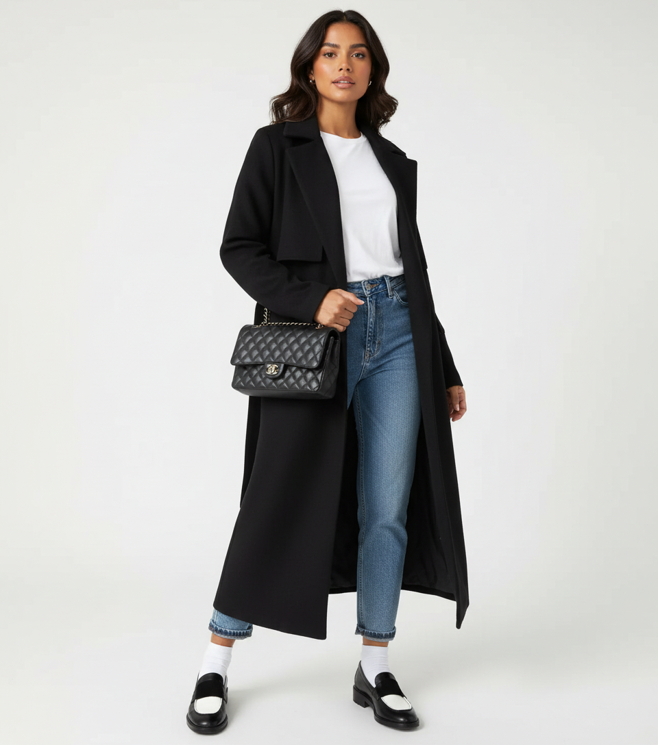 Women's Double-Breasted Overcoat – Long Wool Coat
